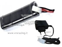 Batteria ricaricabile Ni-MH 7.2V 1800mAh + Caricabatteria attacco Tamiya 9V/500MAh